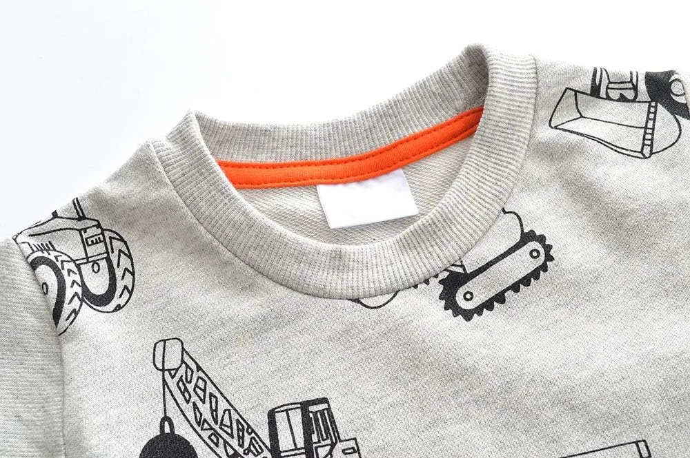 Toddler Boys Sweatshirts Long Sleeve Sport Elephant Sweat Shirt Dinosaur Pullover Crewneck Tops Tees Kids 2-7 Years