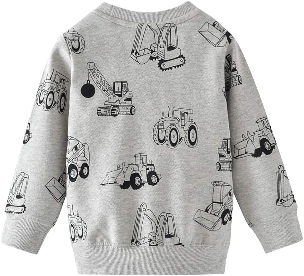 Toddler Boys Sweatshirts Long Sleeve Sport Elephant Sweat Shirt Dinosaur Pullover Crewneck Tops Tees Kids 2-7 Years