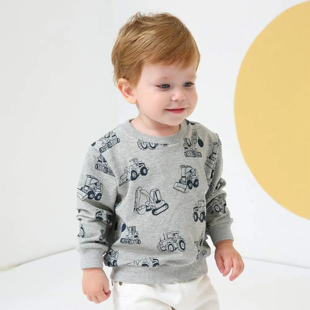 Toddler Boys Sweatshirts Long Sleeve Sport Elephant Sweat Shirt Dinosaur Pullover Crewneck Tops Tees Kids 2-7 Years