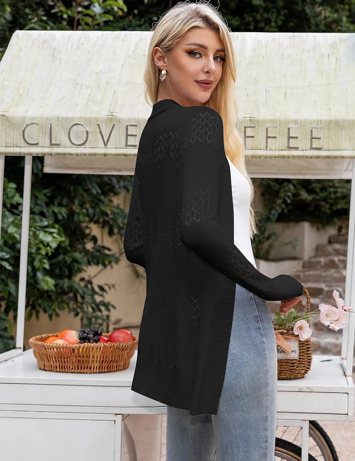 U.Vomade Women's Sweaters Boho Long Sleeve Open Front Chunky Cable Knit Cardigan