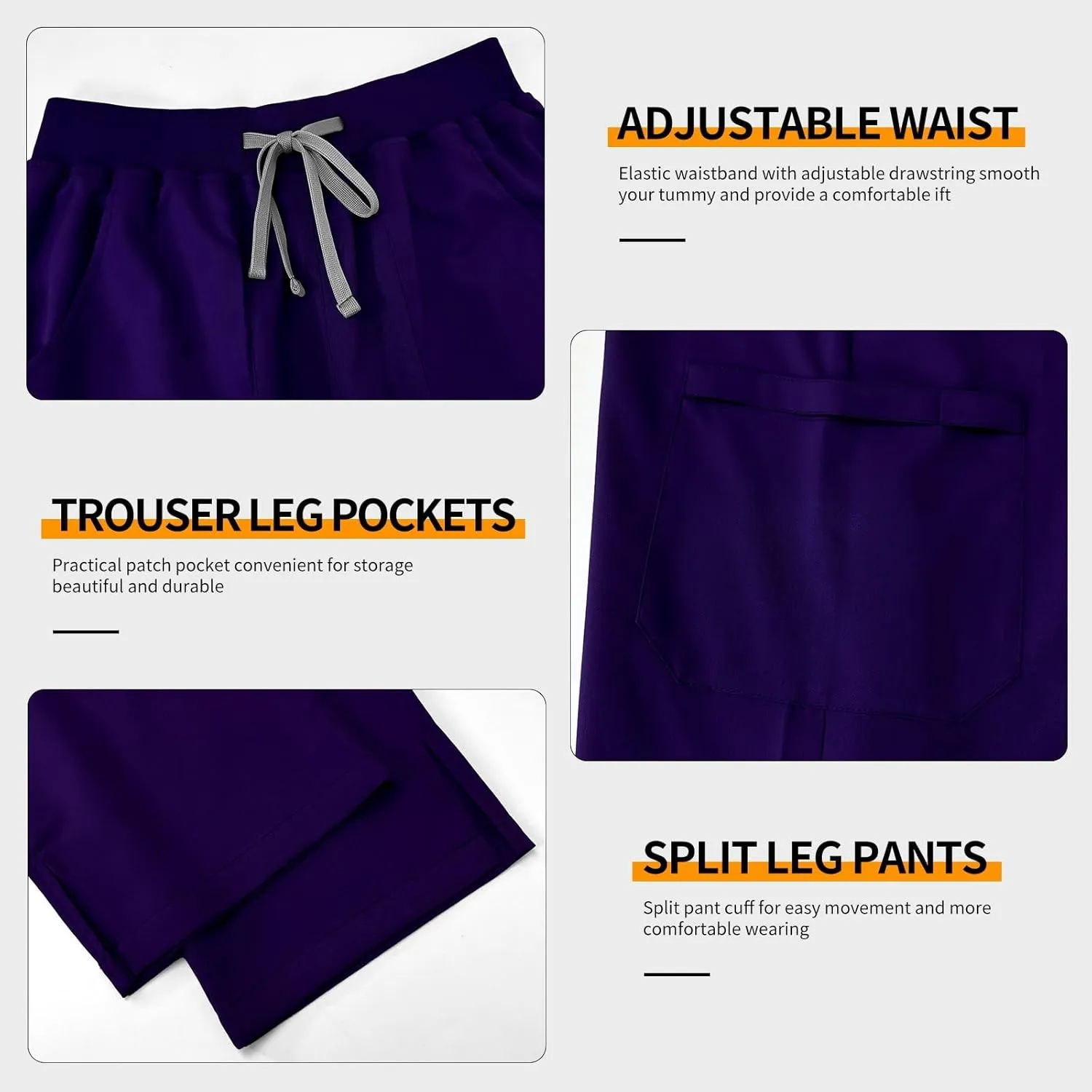 VIAOLI Scrubs Set for Women - Modern V-Neck Top & Tapered Leg Jogger Pants Multiple Pockets Nursing Uniforms