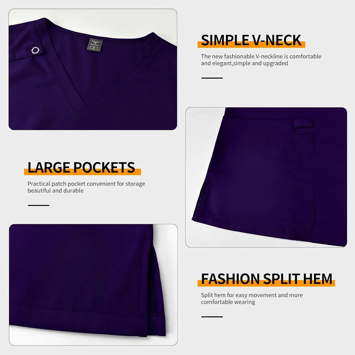 VIAOLI Scrubs Set for Women - Modern V-Neck Top & Tapered Leg Jogger Pants Multiple Pockets Nursing Uniforms