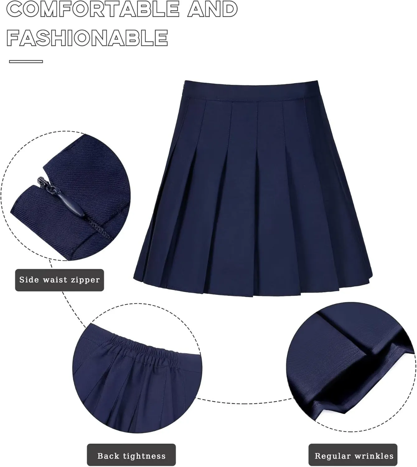 Womens Girls Pleated Tennis Skirts High Waisted A-line Skirt School Uniform Athletic Golf Skorts with Shorts,2T-4XL