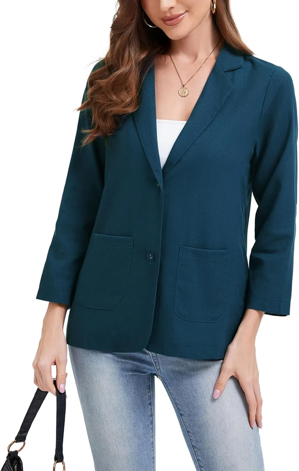 Women's Linen Blazer Jacket 2025 Lightweight Button Lapel Casual Long Sleeve Work Office Summer Jackets
