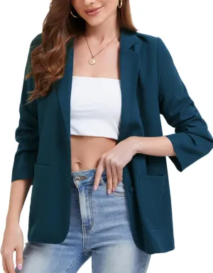 Women's Linen Blazer Jacket 2025 Lightweight Button Lapel Casual Long Sleeve Work Office Summer Jackets