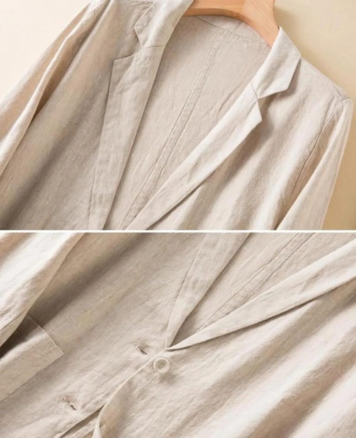 Women's Linen Blazer Jacket 2025 Lightweight Button Lapel Casual Long Sleeve Work Office Summer Jackets