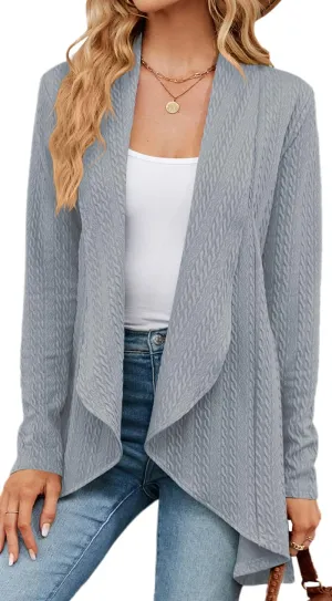 Women's Open Front Casual Long Sleeve Loose Chunky Knit Cardigan Sweater Knit Classic Sweaters Cardigan