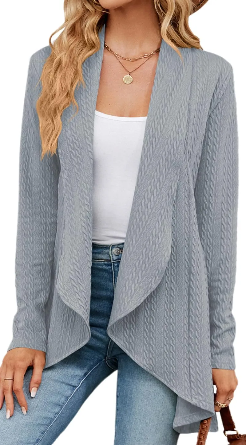 Women's Open Front Casual Long Sleeve Loose Chunky Knit Cardigan Sweater Knit Classic Sweaters Cardigan
