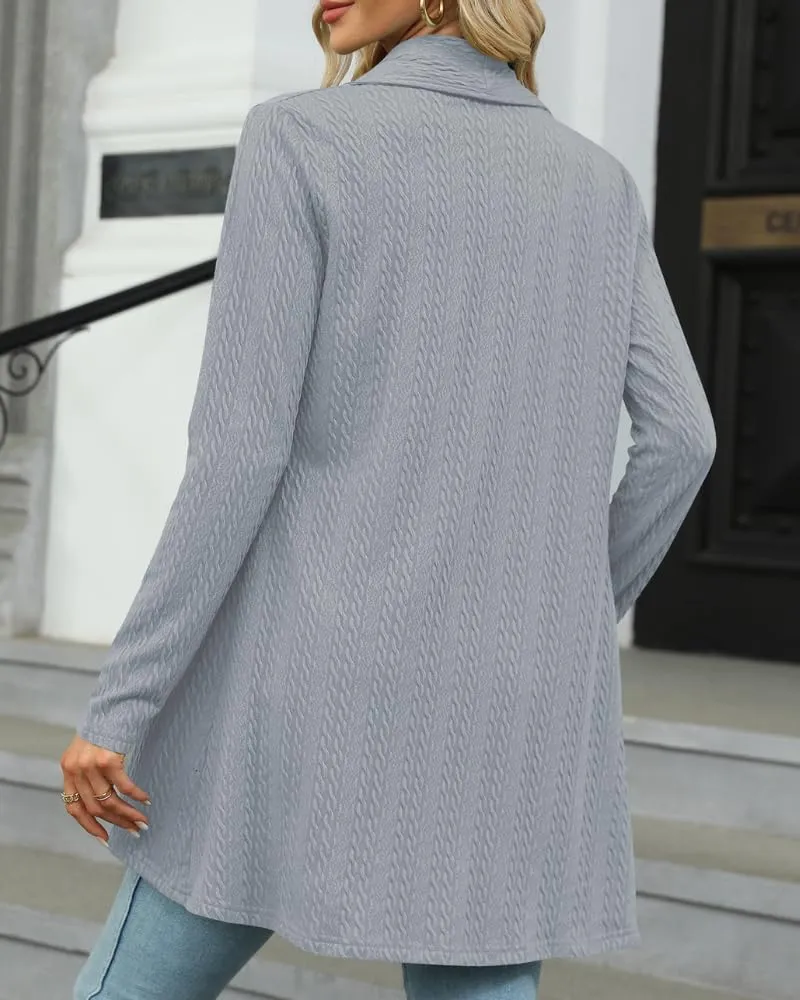 Women's Open Front Casual Long Sleeve Loose Chunky Knit Cardigan Sweater Knit Classic Sweaters Cardigan