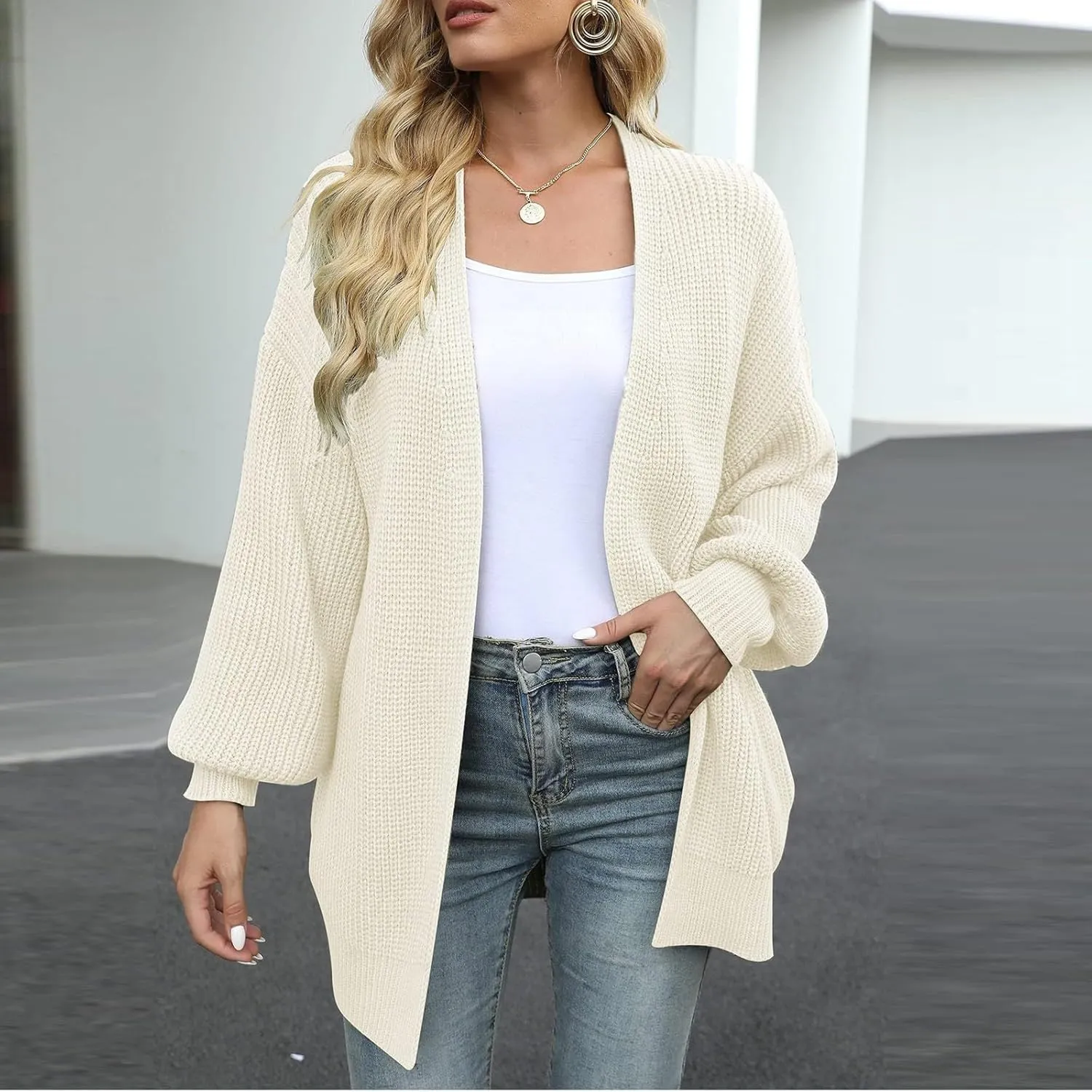 Womens Oversized Cardigan Sweater Baggy Lightweight Long Sweaters Jackets Open Front Cardigans Fall Outfits w/Pockets