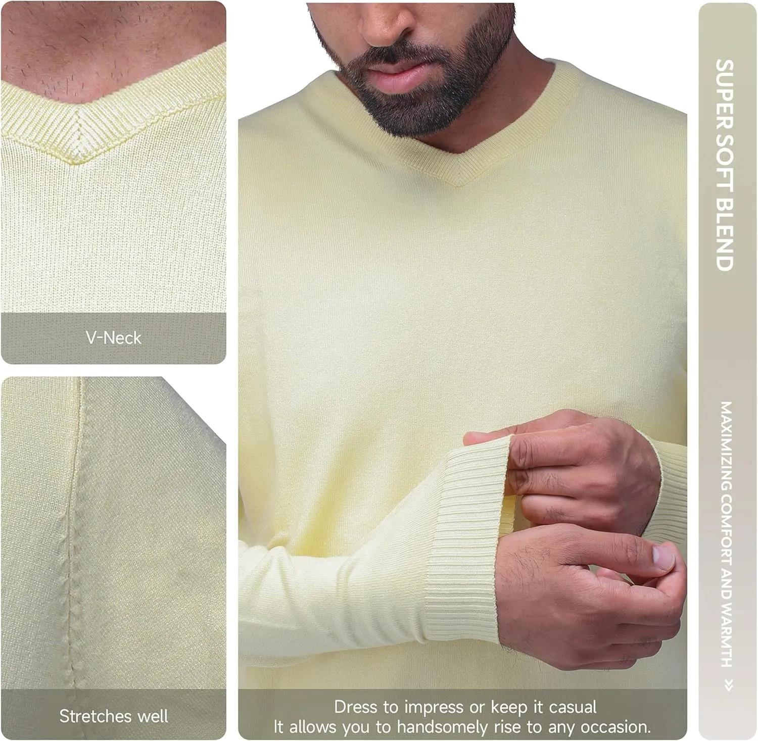 X RAY Mens V Neck Sweater, Basic Slim Fit Pullover, V-Neck Dress Sweater for Men Fall Winter (Available in Big & Tall)