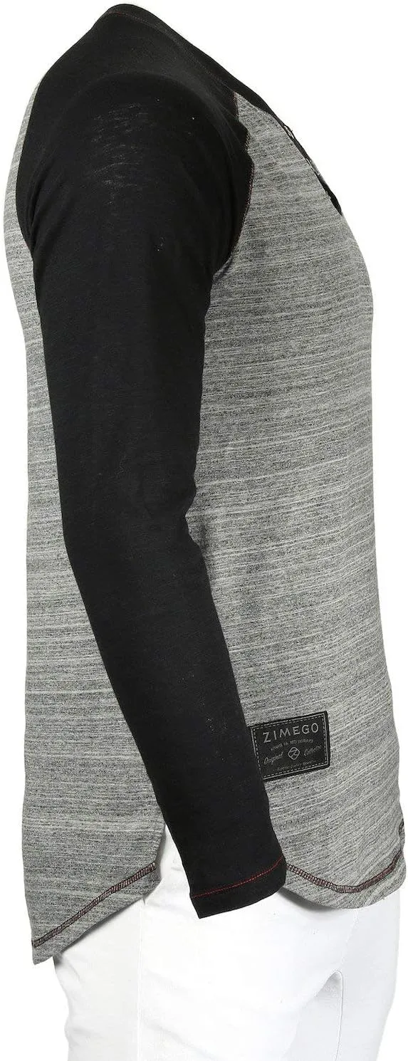 ZIMEGO Mens Long Sleeve T-Shirts - Modern Fit V-Neck Casual Henley